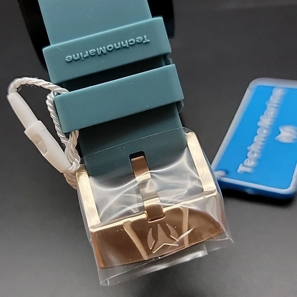 NEW TM-225103 TechnoMarine La Pelagia Men's Watch 43mm Black Teal Rose Gold Slot